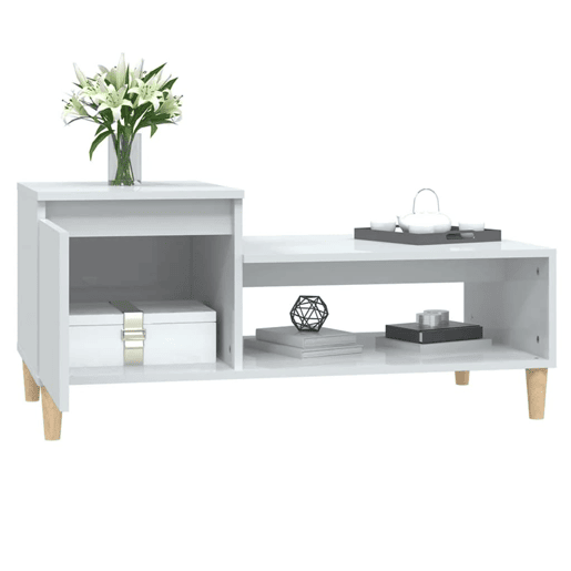 Mesa de Centro, Mesa baixa, 100x50x45 cm derivados madeira branco brilhante