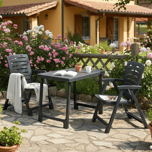 Conjunto de estar de exterior 2 lugares em plástico Conjunto de estar de exterior 2 lugares em plástico