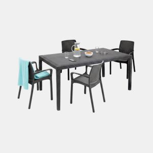 Conjunto de sala de estar externa 4 lugares em plástico