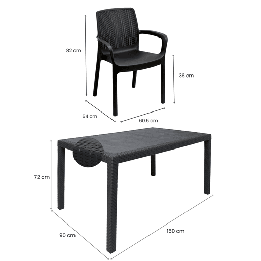 Conjunto de sala de estar externa 4 lugares em plástico
