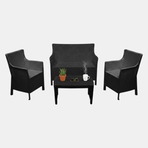 Conjunto de sala de estar para exterior 4 lugares em plástico
