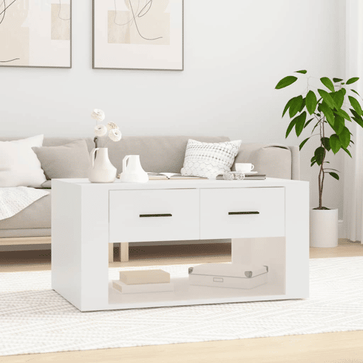 Mesa de Centro, Mesa baixa, 80x50x40 cm derivados de madeira branco