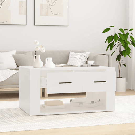 Mesa de Centro, Mesa baixa, 80x50x40 cm derivados de madeira branco