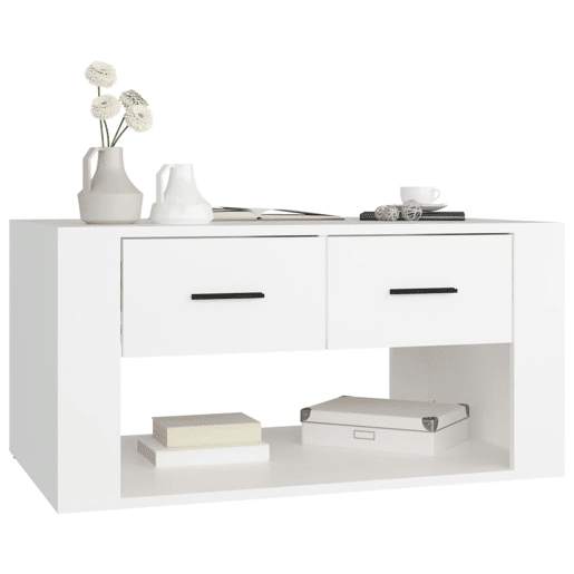 Mesa de Centro, Mesa baixa, 80x50x40 cm derivados de madeira branco