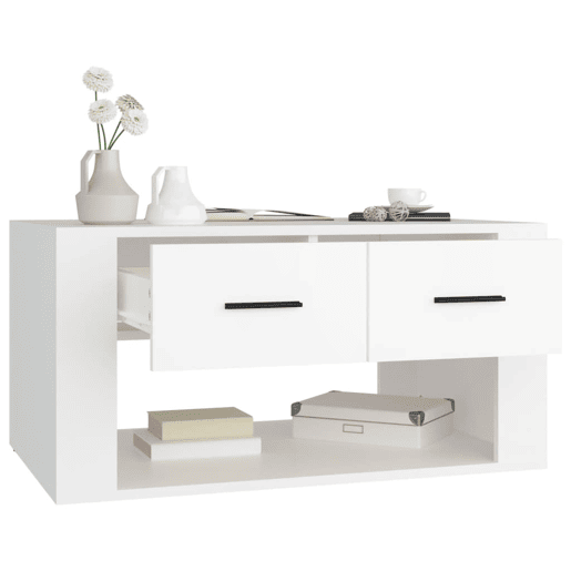 Mesa de Centro, Mesa baixa, 80x50x40 cm derivados de madeira branco