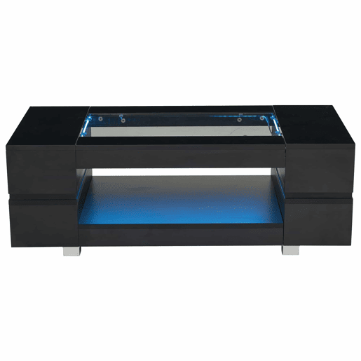 Mesa de centro LED - Tamanho padrão - Com controlo por aplicação Bluetooth, design sofisticado, para festas, escritórios, sala de estar - Preto Mesa de centro LED - Tamanho padrão - Com controlo por aplicação Bluetooth, design sofisticado, para festas, escritórios, sala de estar - Preto