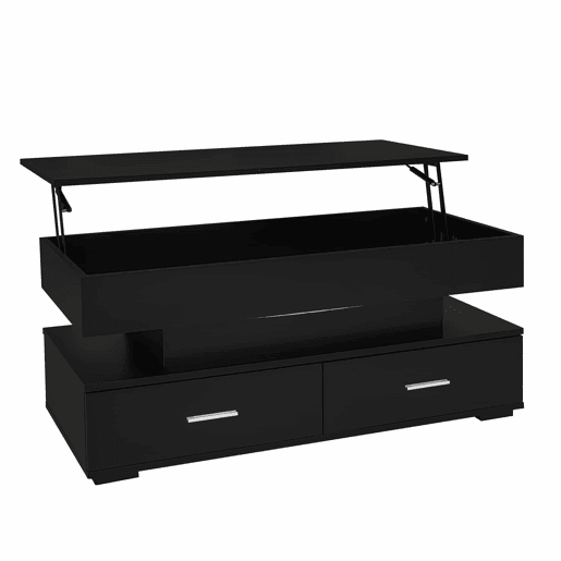 Mesa de centro regulável em altura com LED - 2 gavetas - Controlada por APP - Preto