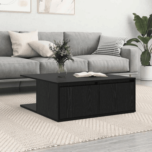 Mesa de Centro, Mesa baixa, com gaveta Carvalho preto 80 x 80 x 31 cm