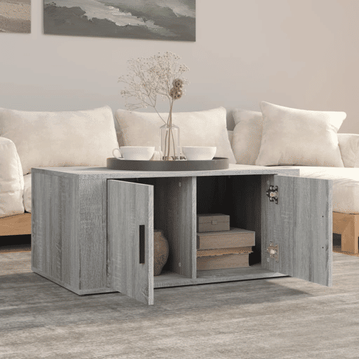 Mesa de Centro, Mesa baixa, 80x50x36 cm derivados de madeira cinza sonoma