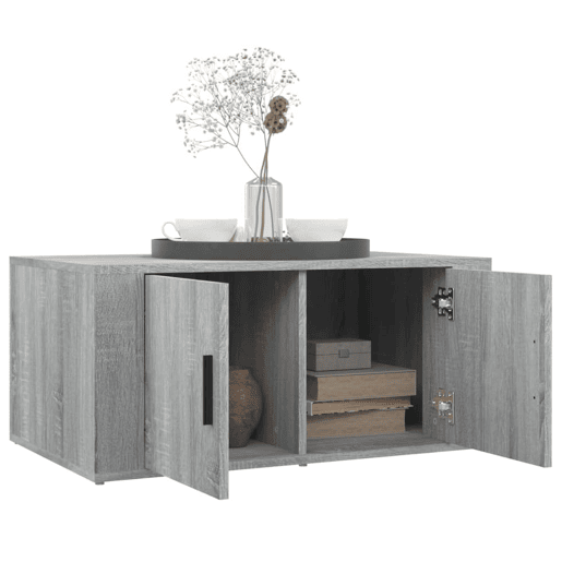 Mesa de Centro, Mesa baixa, 80x50x36 cm derivados de madeira cinza sonoma