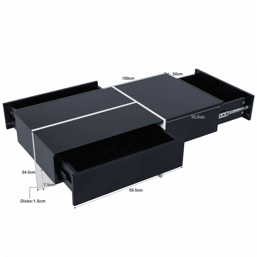 Mesa de centro - com sistema de iluminação LED controlado por aplicações - Preto