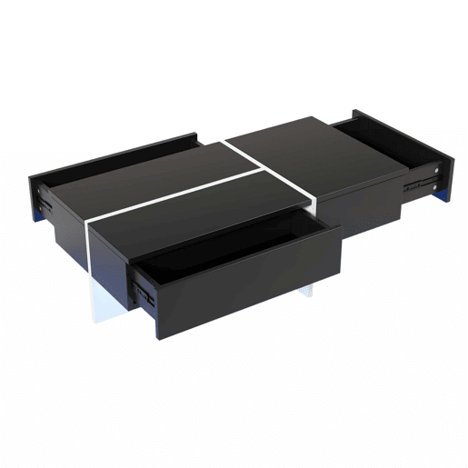 Mesa de centro - com sistema de iluminação LED controlado por aplicações - Preto
