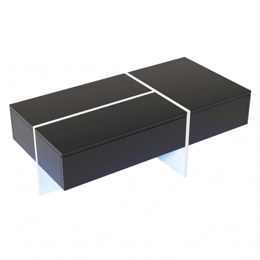 Mesa de centro - com sistema de iluminação LED controlado por aplicações - Preto