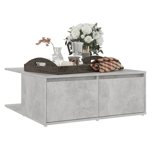 Mesa de Centro, Mesa baixa, 80x80x31 cm contraplacado cinzento cimento