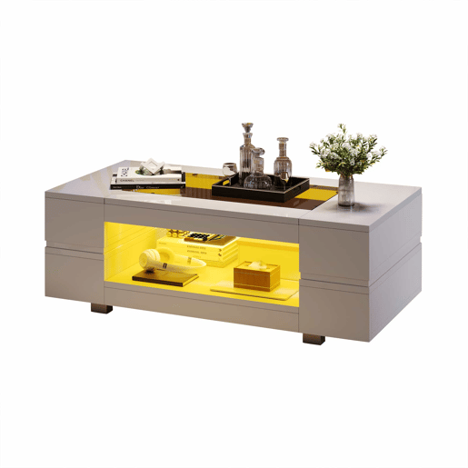 Mesa de centro LED - Controlo por aplicação Bluetooth - Branca