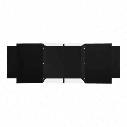 Mesa de centro com LED multicolorido - 2 portas com dobradiças e prateleira de vidro - Preto