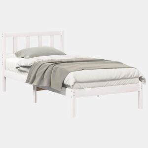 Estrutura de cama de solteiro para adultos - Branco 90 x 200 cm Madeira de Pinheiro Sólida