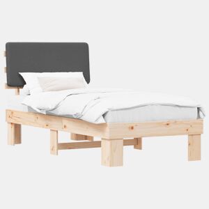 Estrutura de cama de solteiro para adultos com Cabeceira Estofada Cinza Escuro