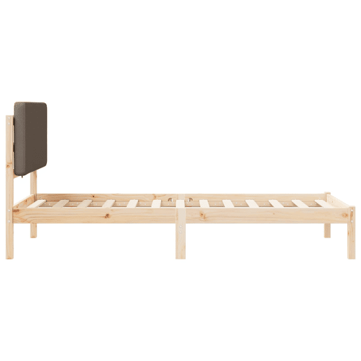 Estrutura de cama de solteiro Design com Cabeceira Estofada Cinzento-acastanhado