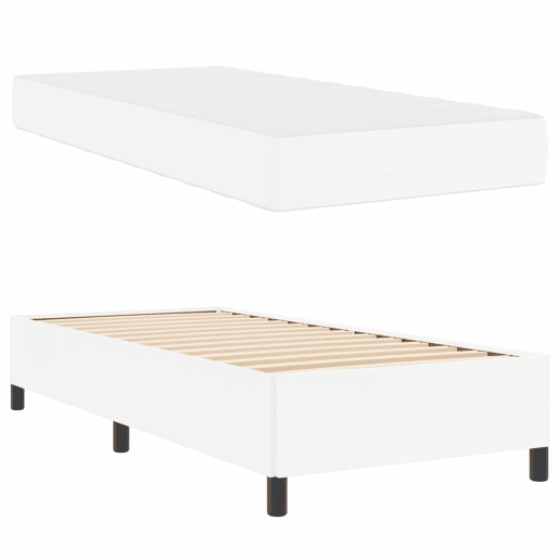 Estrutura de cama de solteiro para adultos com colchão Branco 90 x 200 cm tecido