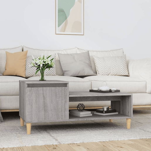 Mesa de Centro, Mesa baixa, 100x50x45 cm derivados madeira cinzento sonoma