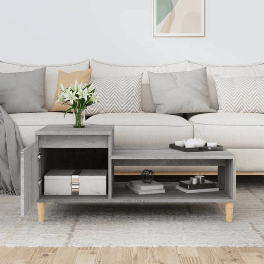 Mesa de Centro, Mesa baixa, 100x50x45 cm derivados madeira cinzento sonoma