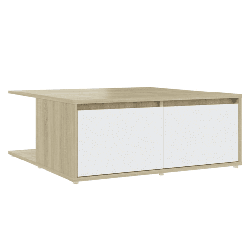 Mesa de Centro, Mesa baixa, derivados de madeira branco e carvalho sonoma