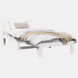 Estrutura de cama de solteiro para adultos - Branco 90 x 190 cm Madeira de Pinheiro Sólida