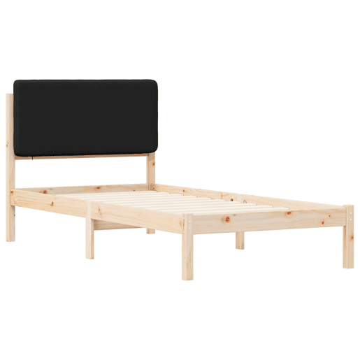 Estrutura de cama de solteiro para adultos com Cabeceira Estofada Preto 75 x 190 cm
