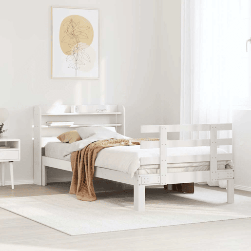Estrutura de cama de solteiro para adultos c cabeceira 75x190 cm pinho maciço