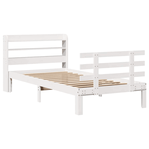 Estrutura de cama de solteiro para adultos c cabeceira 75x190 cm pinho maciço