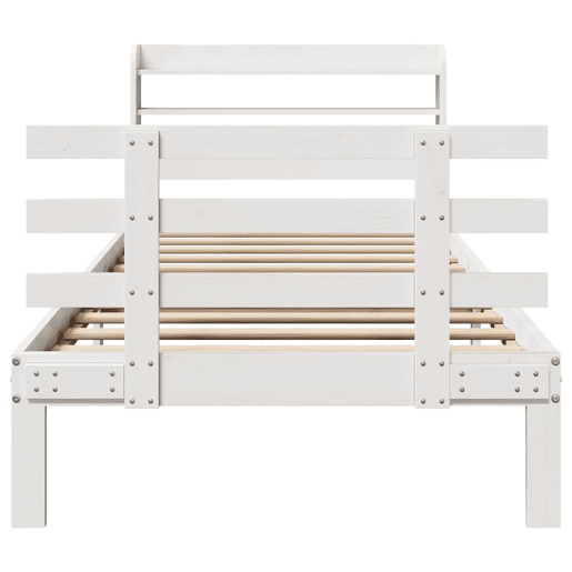 Estrutura de cama de solteiro para adultos c cabeceira 75x190 cm pinho maciço