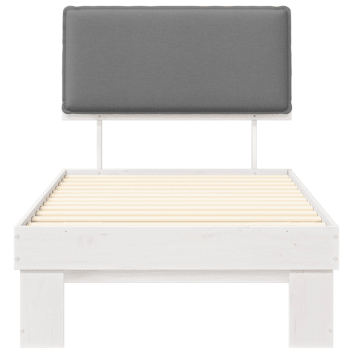 Estrutura de cama de solteiro simple com Cabeceira Estofada Cinzento-claro