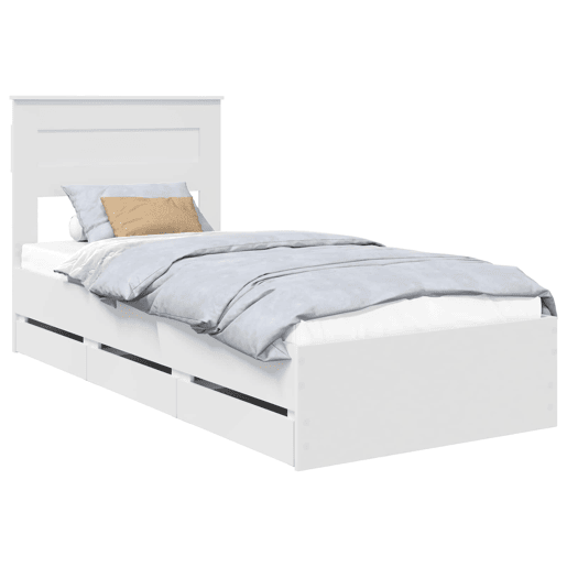 Estrutura de cama de solteiro para adultos Branco 75 x 190 cm Madeira de Engenharia