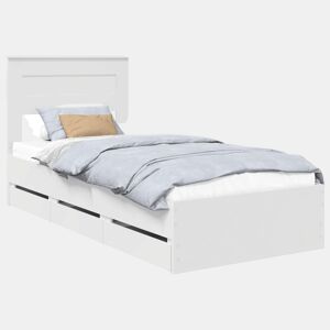 Estrutura de cama de solteiro para adultos Branco 75 x 190 cm Madeira de Engenharia