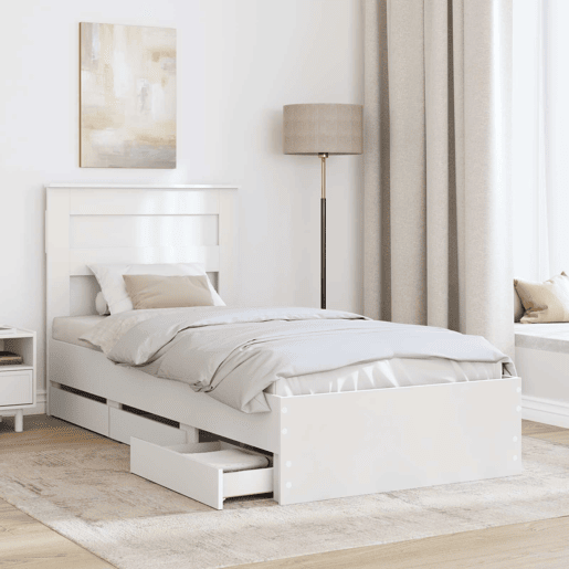 Estrutura de cama de solteiro para adultos Branco 75 x 190 cm Madeira de Engenharia