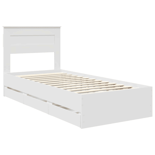 Estrutura de cama de solteiro para adultos Branco 75 x 190 cm Madeira de Engenharia
