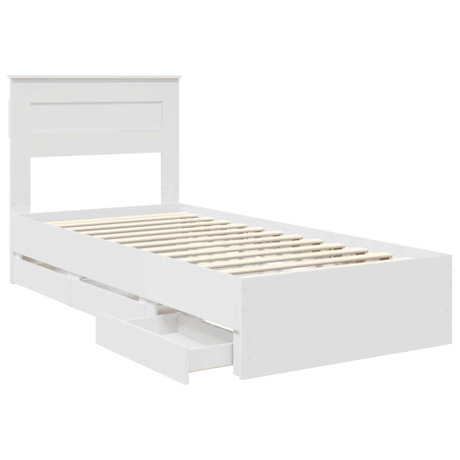 Estrutura de cama de solteiro para adultos Branco 75 x 190 cm Madeira de Engenharia