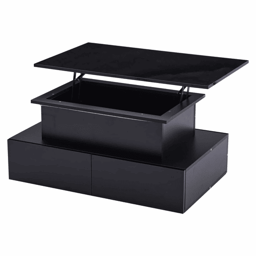 Mesa de sala moderna 90x55x41 cm - Mesa auxiliar com 4 gavetas e iluminação LED - Preta