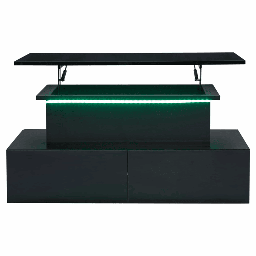 Mesa de sala moderna 90x55x41 cm - Mesa auxiliar com 4 gavetas e iluminação LED - Preta