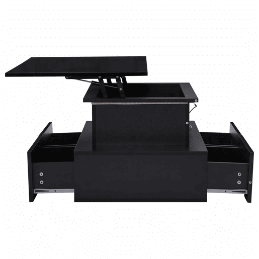 Mesa de sala moderna 90x55x41 cm - Mesa auxiliar com 4 gavetas e iluminação LED - Preta