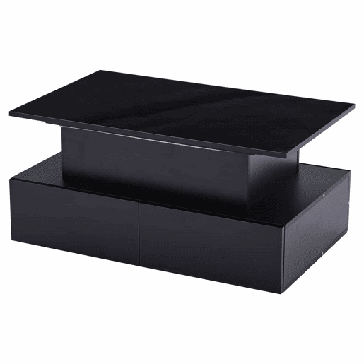 Mesa de sala moderna 90x55x41 cm - Mesa auxiliar com 4 gavetas e iluminação LED - Preta