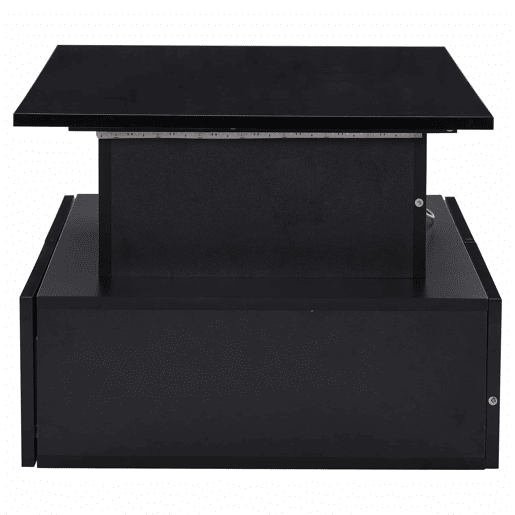 Mesa de sala moderna 90x55x41 cm - Mesa auxiliar com 4 gavetas e iluminação LED - Preta