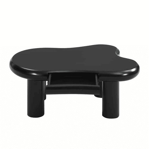 Mesa de centro - Formato nuvem - Com iluminação LED de 16 cores - Com gaveta - Preta