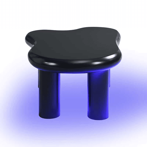 Mesa de centro - Formato nuvem - Com iluminação LED de 16 cores - Com gaveta - Preta