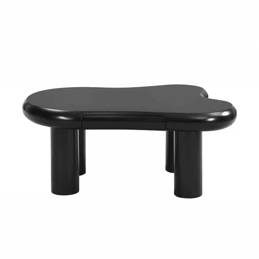 Mesa de centro - Formato nuvem - Com iluminação LED de 16 cores - Com gaveta - Preta