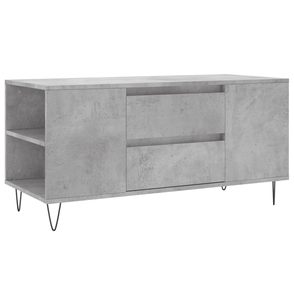 mesa de cafe - mesa de centro madera ingenieria gris hormigon 102x445x50 cm