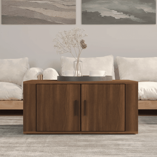 Mesa de Centro, Mesa baixa, 80x50x36 cm derivados de madeira carvalho castanho