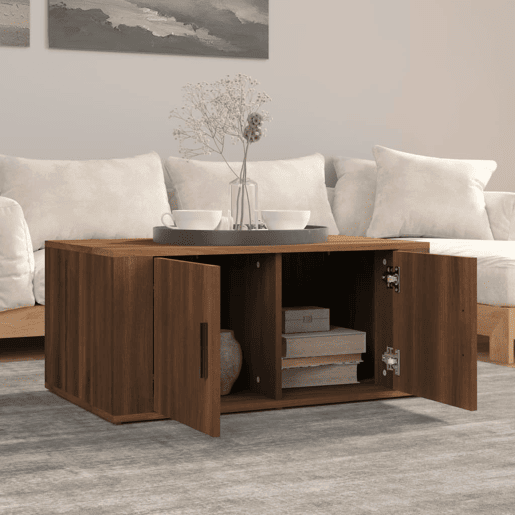 Mesa de Centro, Mesa baixa, 80x50x36 cm derivados de madeira carvalho castanho