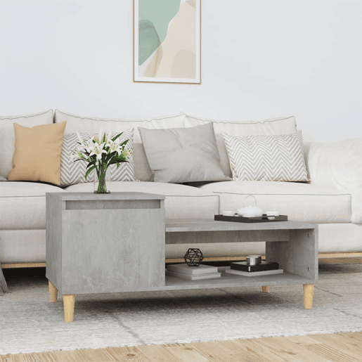 Mesa de Centro, Mesa baixa, 100x50x45 cm derivados madeira cinzento cimento